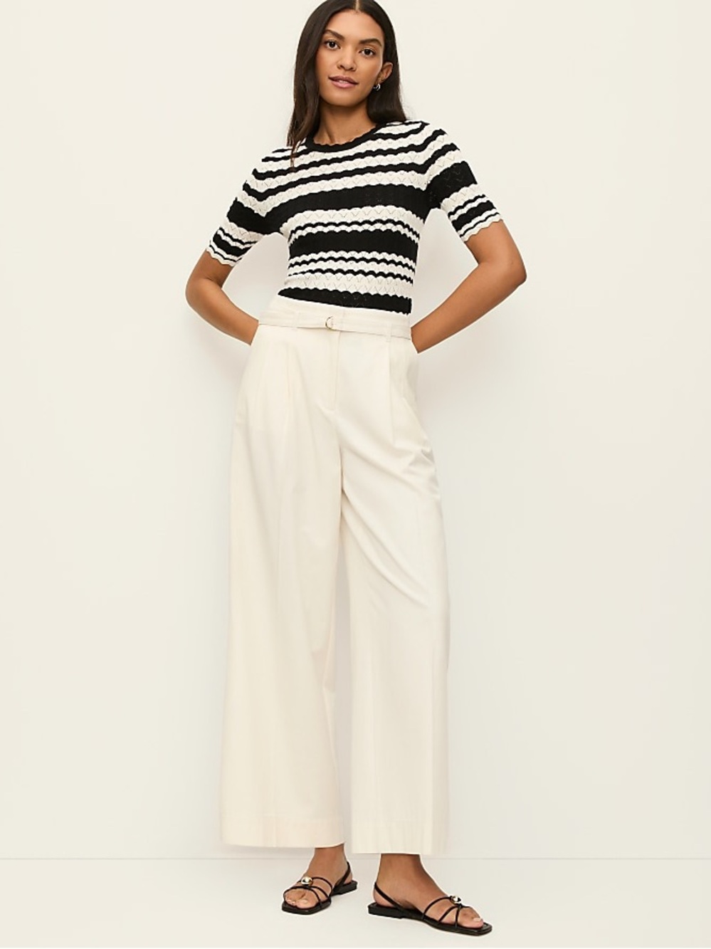 Ann Taylor Wide-Leg Bone Trousers